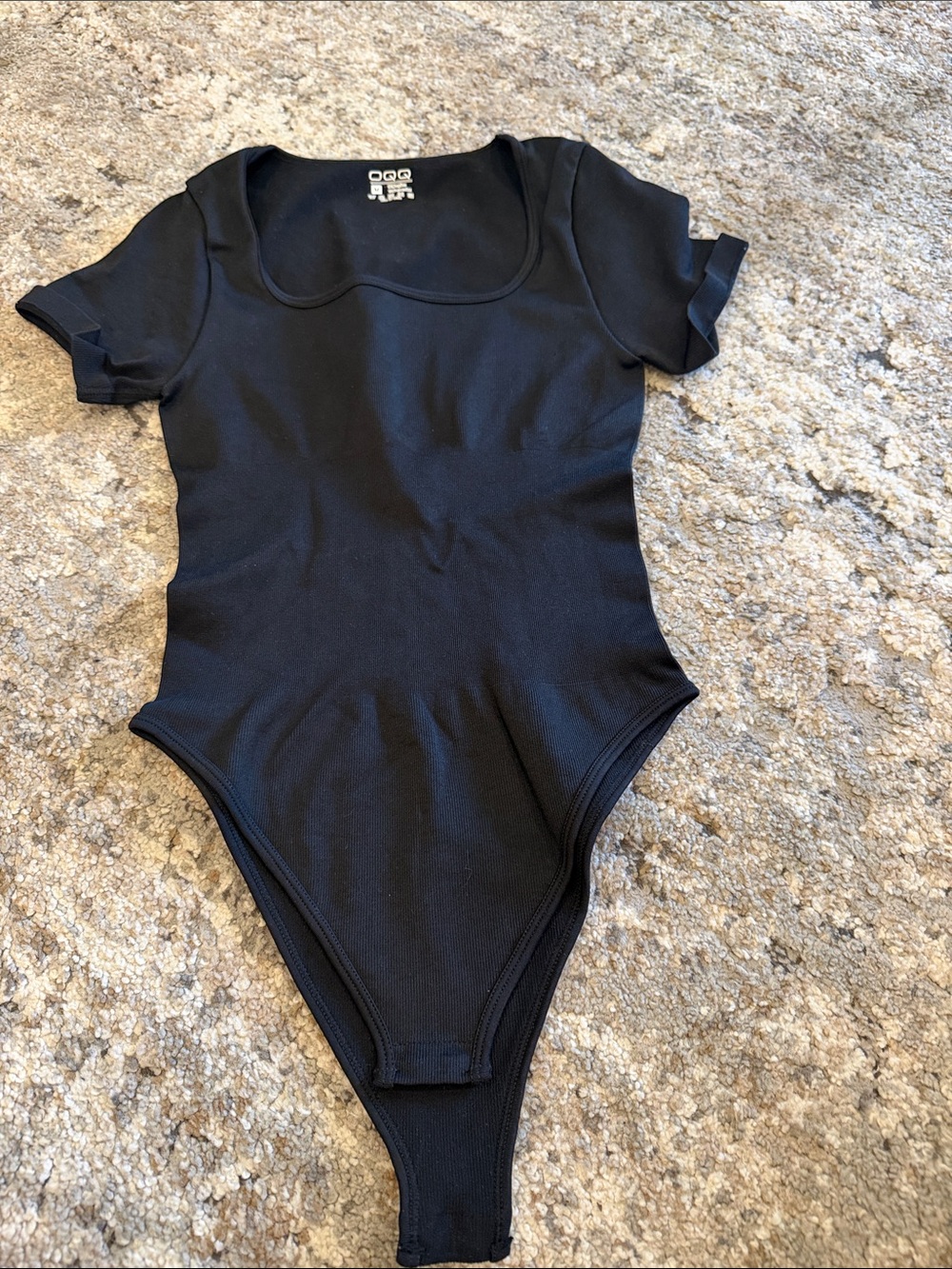 Classic Black Scoop-Neck Short-Sleeve Bodysuit